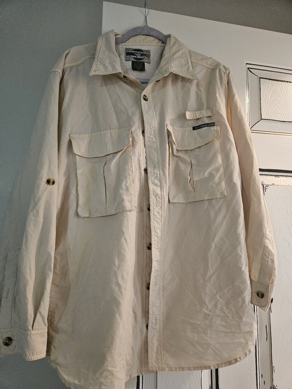 Ex Officio Travel Wear Cream Lightweight Shirt Jacket Size L